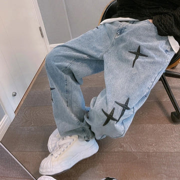 Men's Korean Streetwear Baggy Wide-Leg Jeans